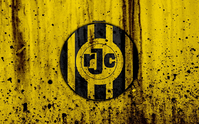 FC Roda Eredivisie, grunge, logo, soccer, football club, Netherlands, Roda, art, stone texture, Roda FC, HD wallpaper