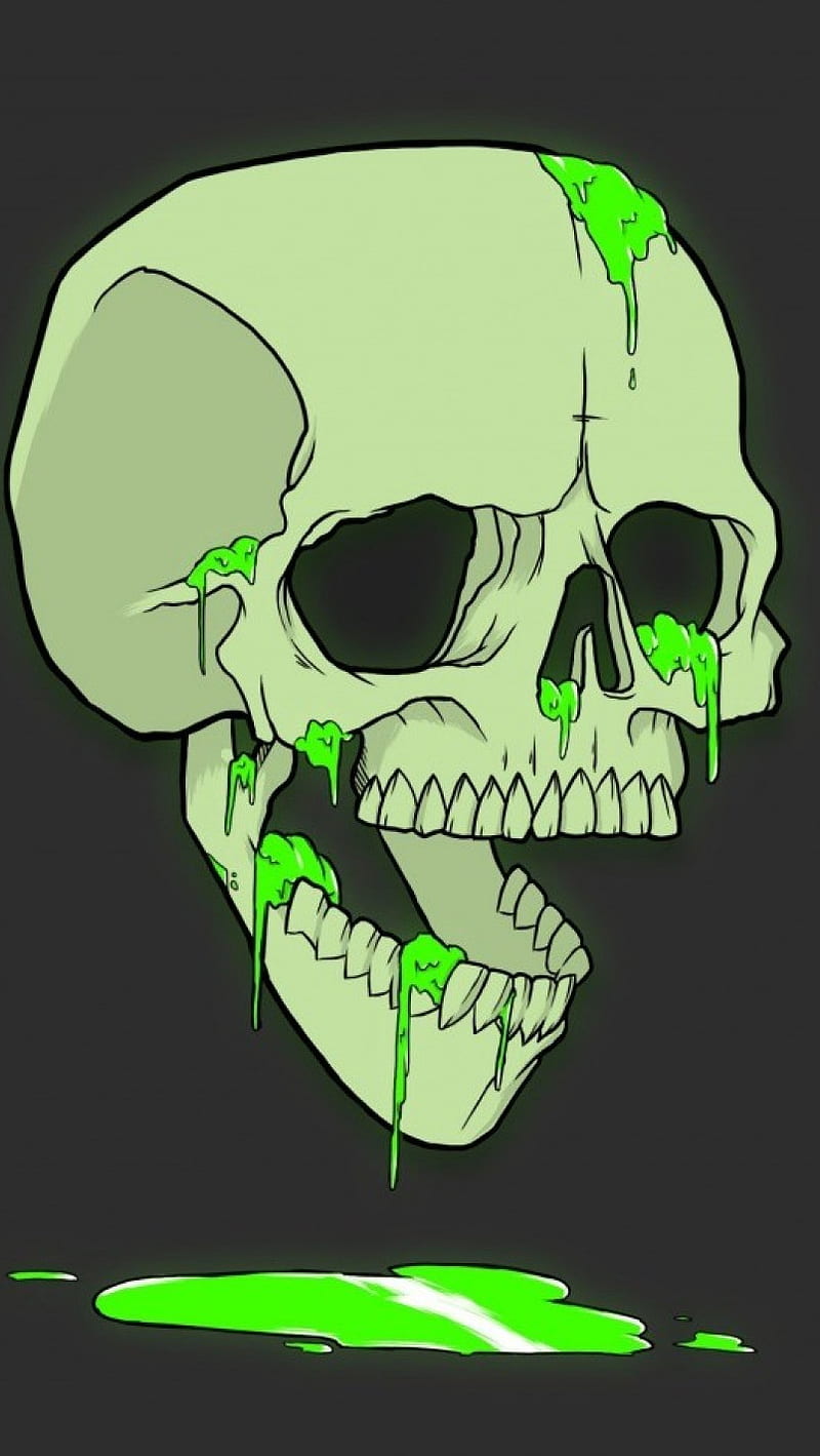 Skull, artwork, bones, green, humor, minimalism, HD phone wallpaper