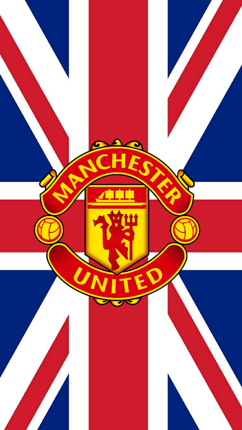 Man Utd Union Jack, british, flag, football, football club, man united, man utd, manchester united, esports, union jack, HD phone wallpaper