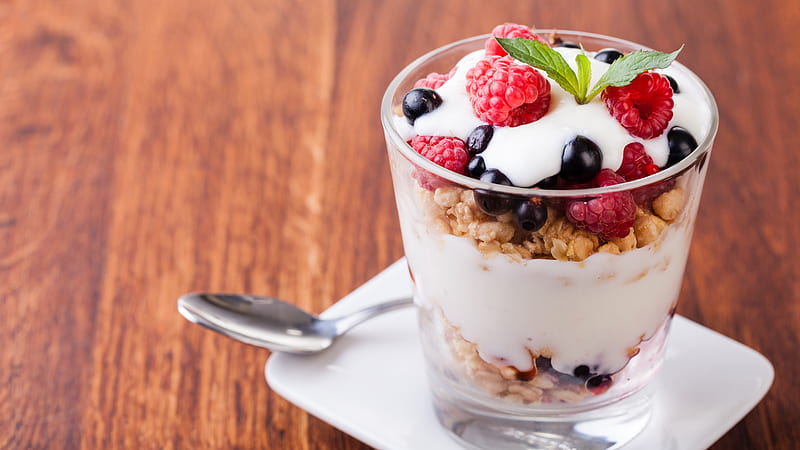 Berry Cereal Dessert Yogurt Food, HD wallpaper