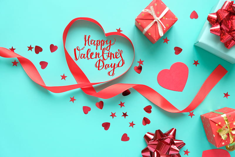 Holiday, Valentine's Day, Gift, Happy Valentine's Day, Heart-Shaped, Ribbon, HD wallpaper