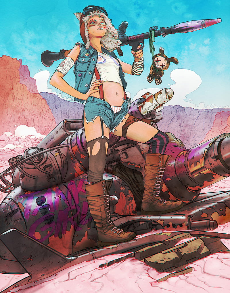 rust, fantasy weapon, Tank Girl, HD phone wallpaper