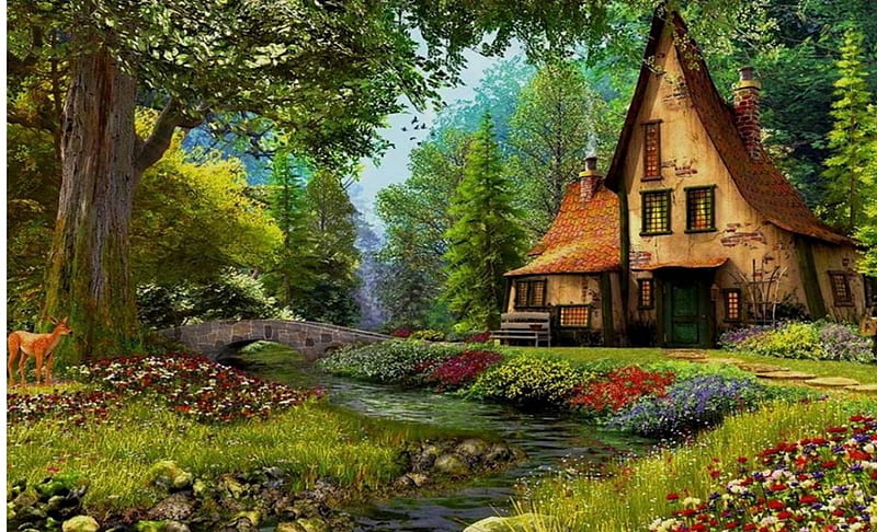 Country Home, Forest, Home, bonito, House, Nature, HD wallpaper | Peakpx