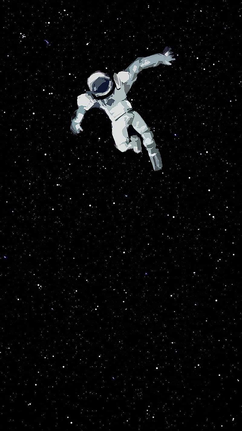 Falling Astronaut, art, best, bhardwaj10ankit, black and white, dark, drawing, space, stars, HD phone wallpaper