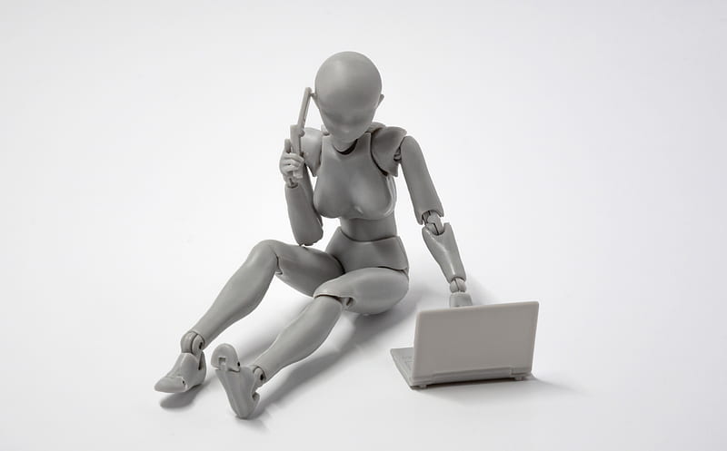 Robot Figure Ultra, Aero, Macro, Laptop, Phone, Robot, background, Device, Mobile, Body, Doll, Action, figure, figurine, Synthetic, mannequin, Plastic, Humanoid, sciencefiction, aesthetic, Starall, DrawingFigure, HD wallpaper