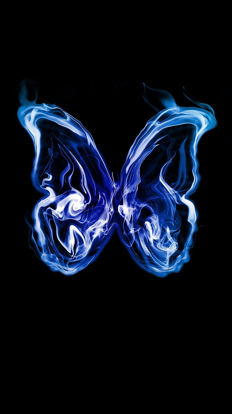 Smokey butterfly, black, blue, monarch, smoke, HD phone wallpaper