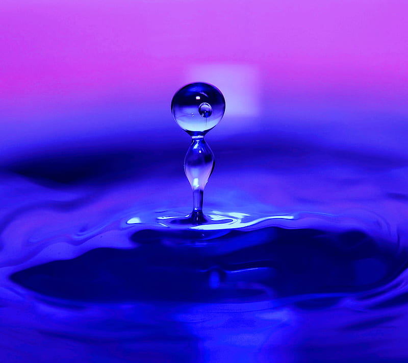 Water drop, abstract, blue, colors, pink, purple, HD wallpaper
