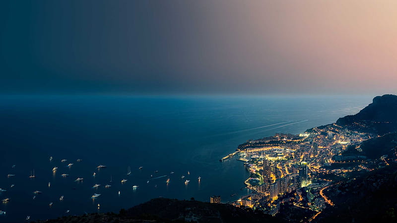 Monaco, Sea, Show, Travel, Yacht, Sunset, City, HD wallpaper