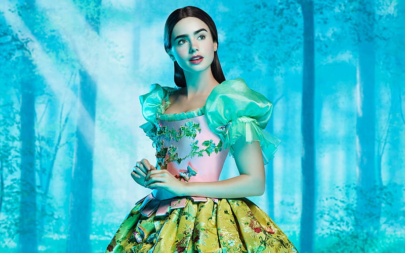 Snow White, dress, celebrity, british, bonito, the brothers grimm snow white, entertainment, people, lily collins, movies, actresses, HD wallpaper
