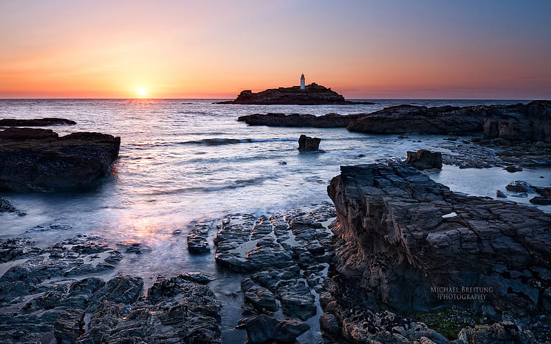 Cornwall England lighthouse, HD wallpaper