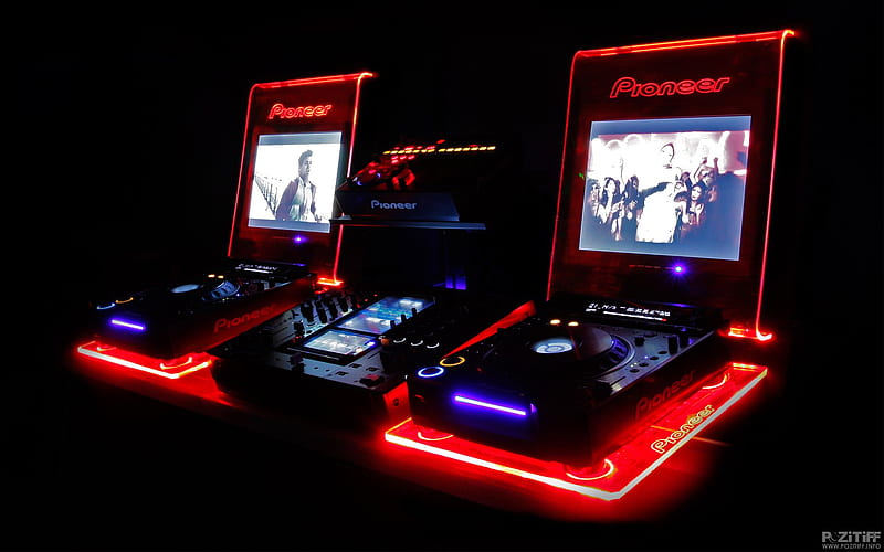 Pioneer, neon, club music, dj, HD wallpaper