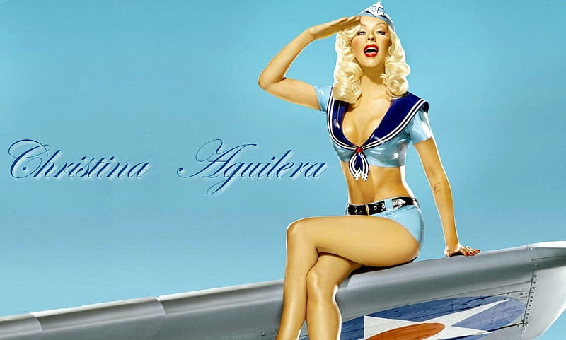 Christina Aguilera, cute, aguilera, babe, female, christina, candyman, blue, HD wallpaper