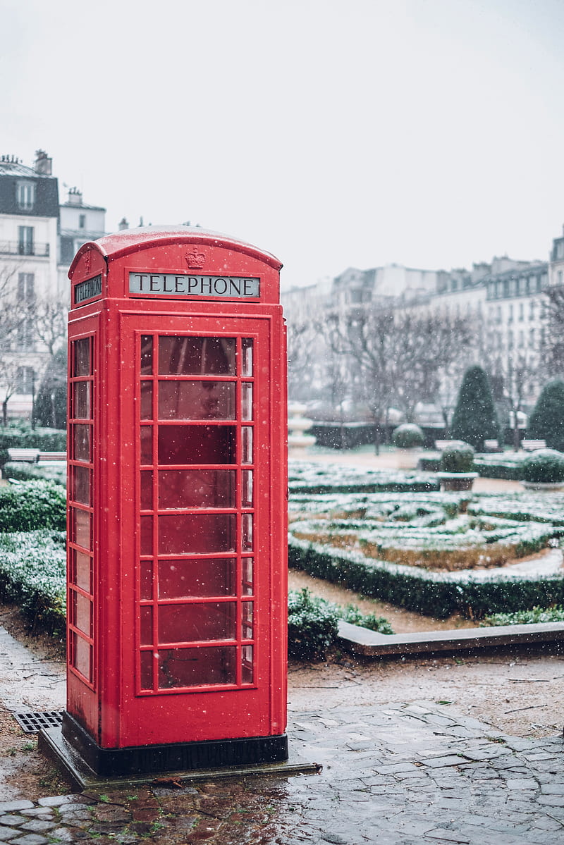 red telephone booth, HD phone wallpaper