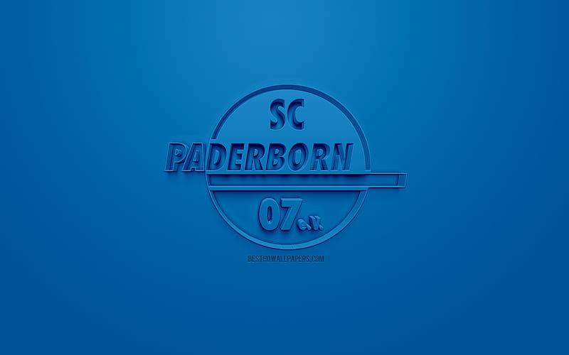 SC Paderborn 07, creative 3D logo, blue background, 3d emblem, German football club, Bundesliga 2, Paderborn, Germany, 3d art, football, stylish 3d logo, Paderborn FC, HD wallpaper