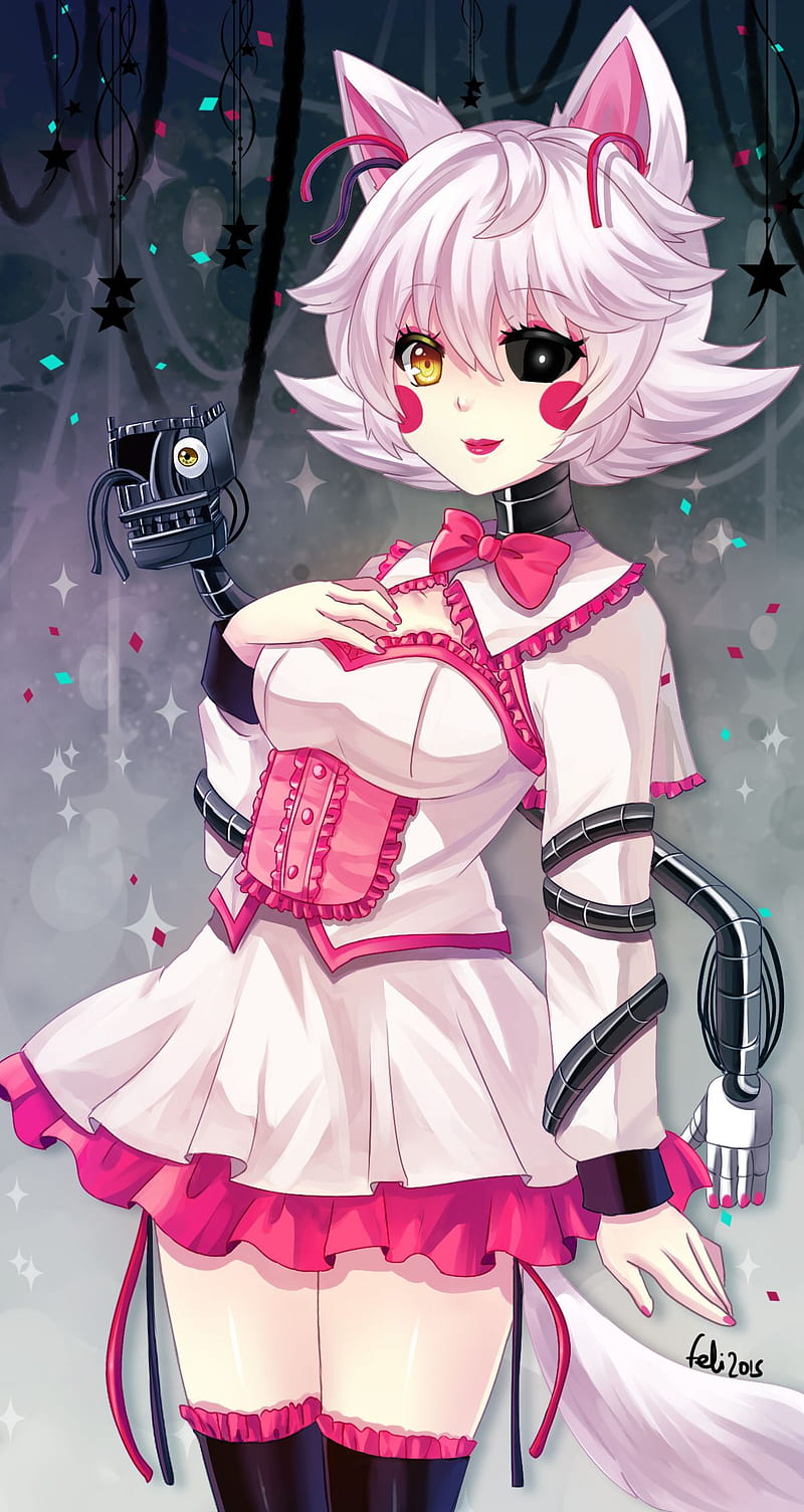 Mangle, fnaf 2, fox, foxy, girly, pink, anime, HD wallpaper