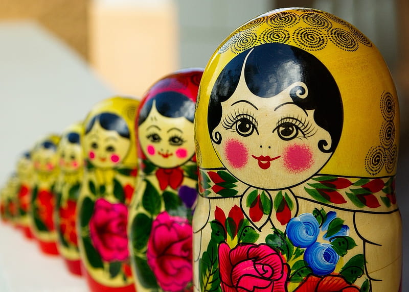 Matryoshka, russian dolls, still life, lovely colorful, nesting, HD wallpaper