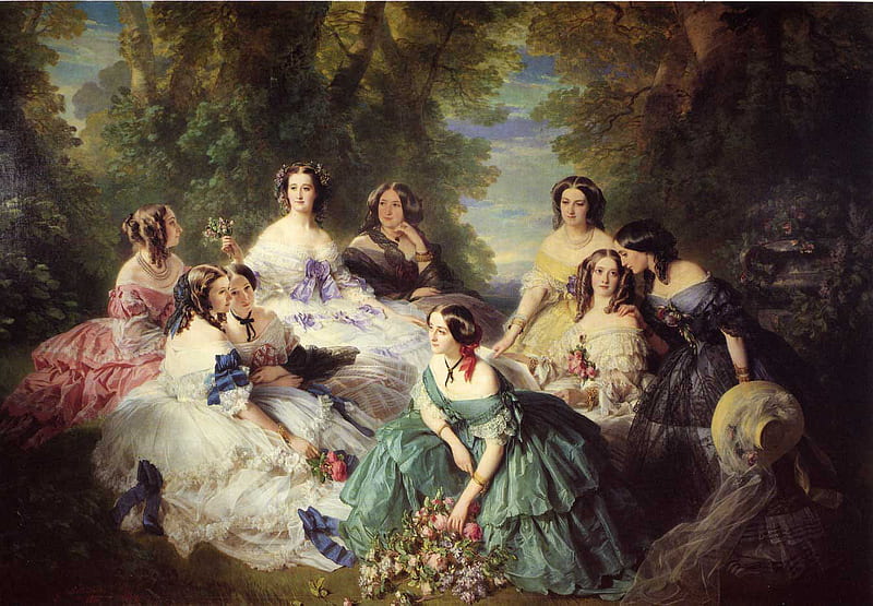 Empress Eugenie, ladies, eugenie, art, french, painting, empress, crinoline, HD wallpaper