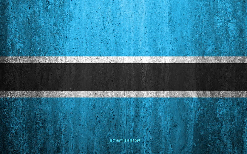 Flag of Botswana stone background, grunge flag, Africa, Botswana flag, grunge art, national symbols, Botswana, stone texture, HD wallpaper