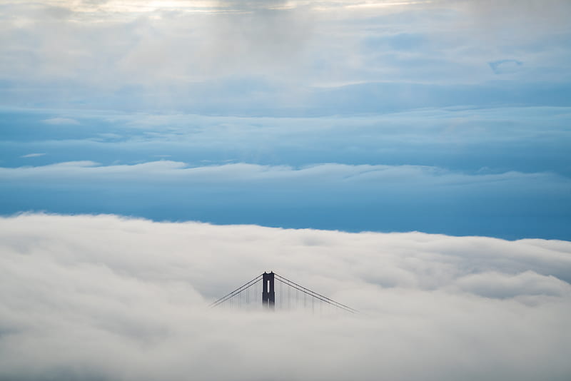 Golden Gate Bridge cover with white cloudy skies, HD wallpaper