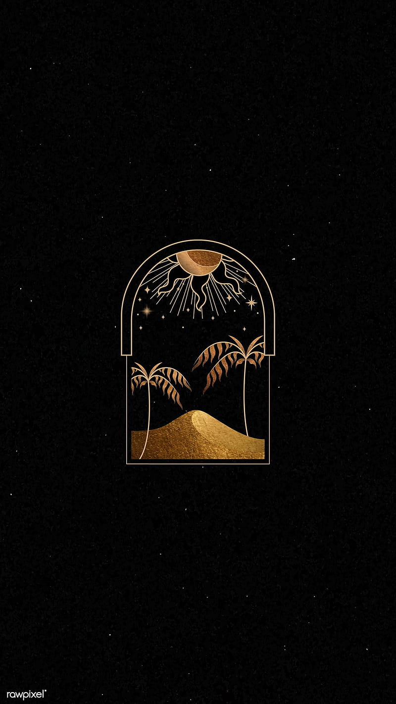 premium vector of Mystical gold frame on black backgrounds mobile phone by Tang about mystery background, mobile , vintage frame gold, vintage graphic art, and cosmos 1224037, HD phone wallpaper