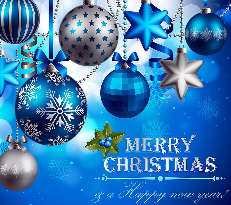1080P free download | Blue Christmas, balls, decoration, merry, new ...