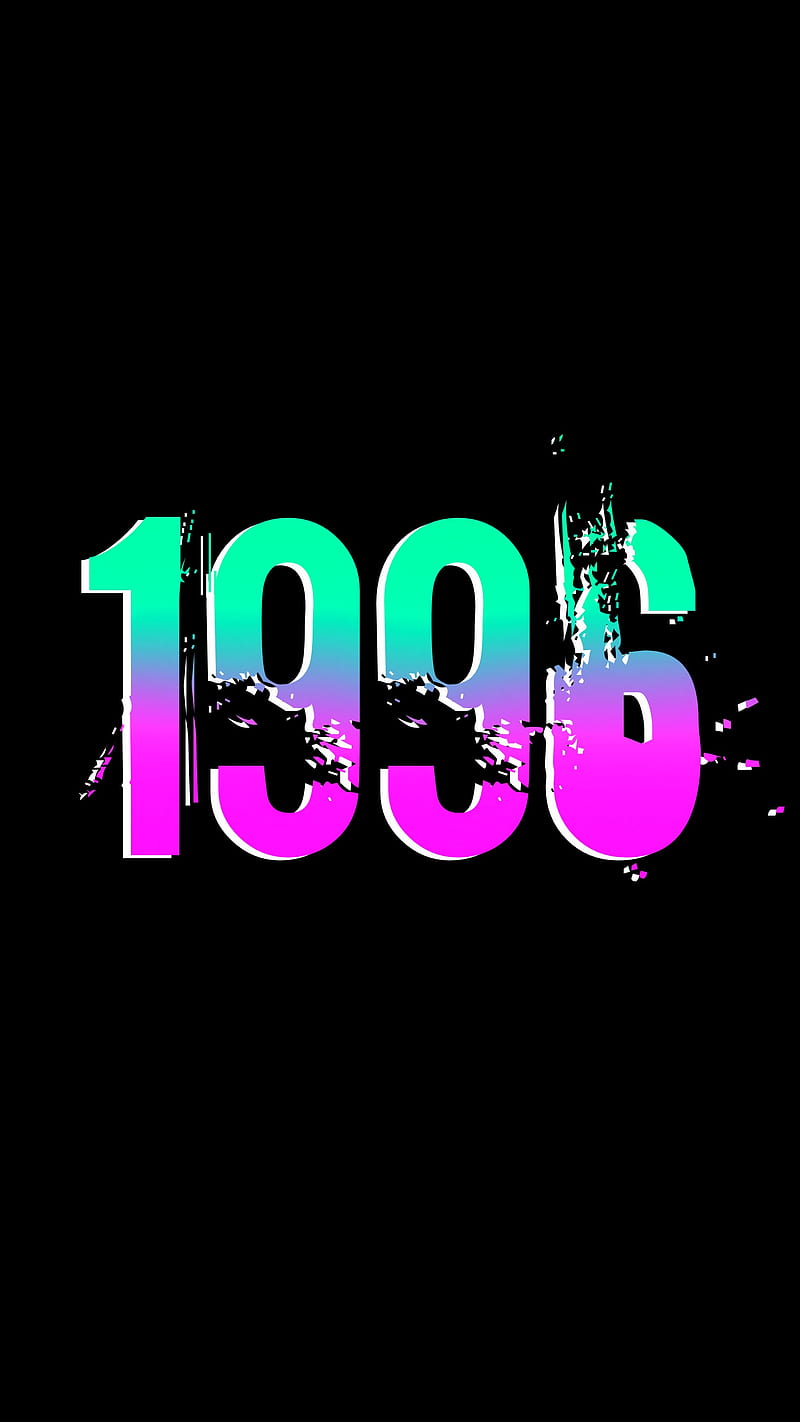 1996, letters, black, blue, date, gradient numbers, pink, splash, text, year, HD phone wallpaper