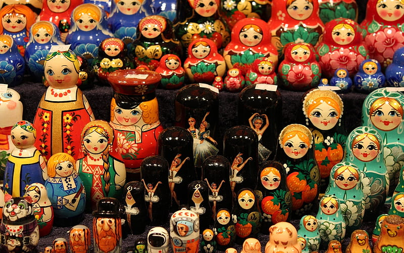 Matryoshka Dolls, dolls, decorative art, wooden, matryoshka, toy, HD wallpaper