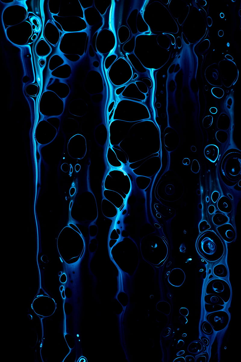 paint, stains, abstraction, blue, black, HD phone wallpaper