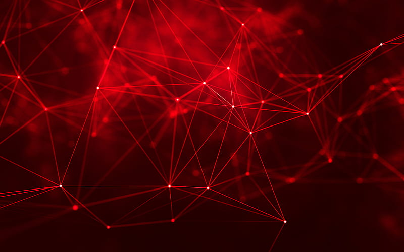 creative art, red background, lines, geometry, abstraction, social network, HD wallpaper