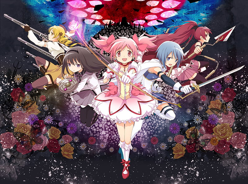 Madoka Magica, anime, bow, magi, magical girl, manga, puella, puella magi madoka magica, sakura, HD wallpaper