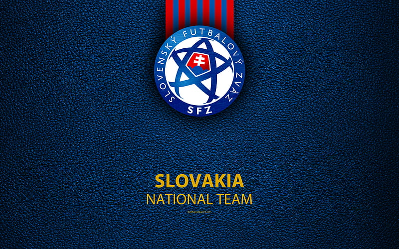 Slovakia national football team leather texture, coat of arms, emblem, logo, football, Slovakia, HD wallpaper