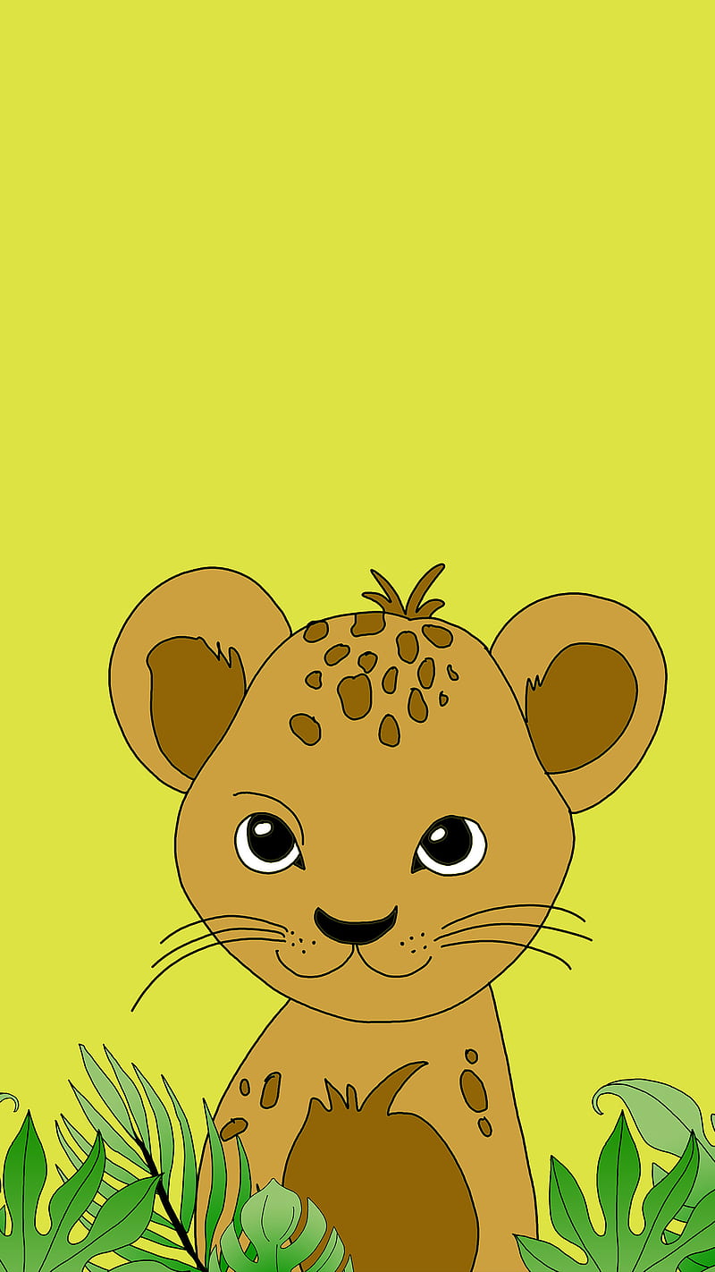 Lion cartoon, animal, baby animals, black white, cute animals, hand drawing,  HD phone wallpaper | Peakpx