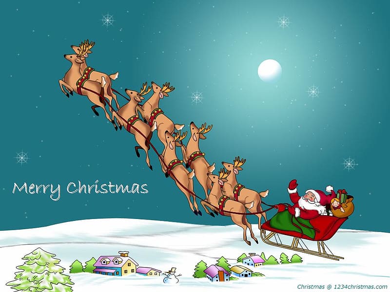 Christmas Reindeer Sleigh, Christmas Sled, HD wallpaper | Peakpx