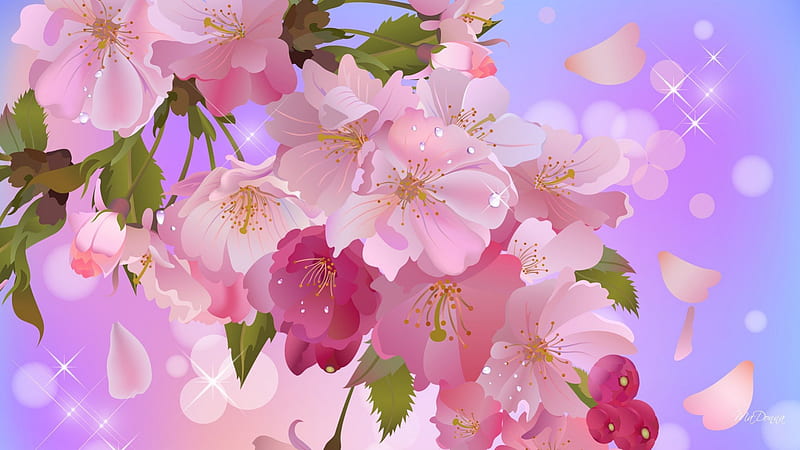 Apple Blossoms Sweet, flowers, fresh, Sakura, spring, lavender, apple blossoms, cherry blossoms, posies, flowers, petals, pink, HD wallpaper