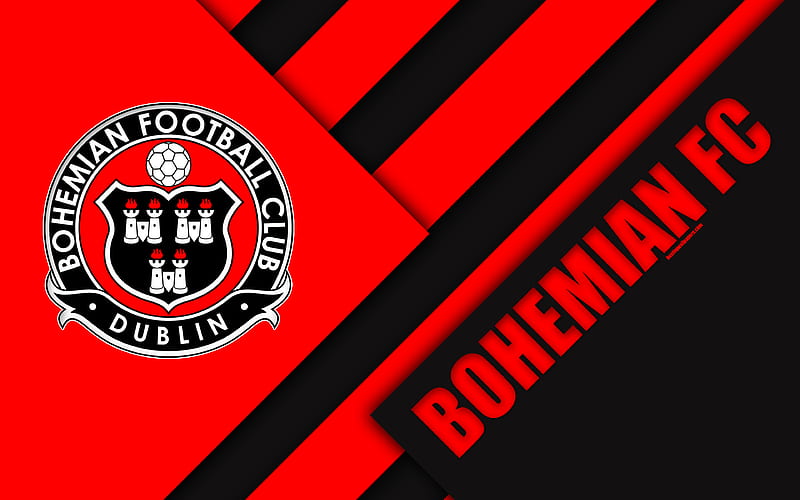 Bohemian FC logo, red black abstraction, Irish football club, material design, emblem, Dublin, Ireland, football, League of Ireland Premier Division, HD wallpaper