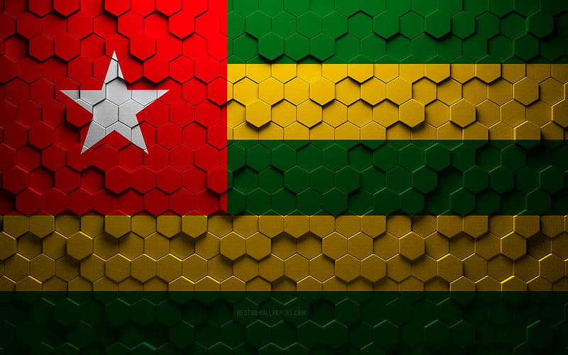 Flag of Togo, Honeycomb art, Togo hexagons flag, Togo, zd hexagons art, Togo flag, HD wallpaper