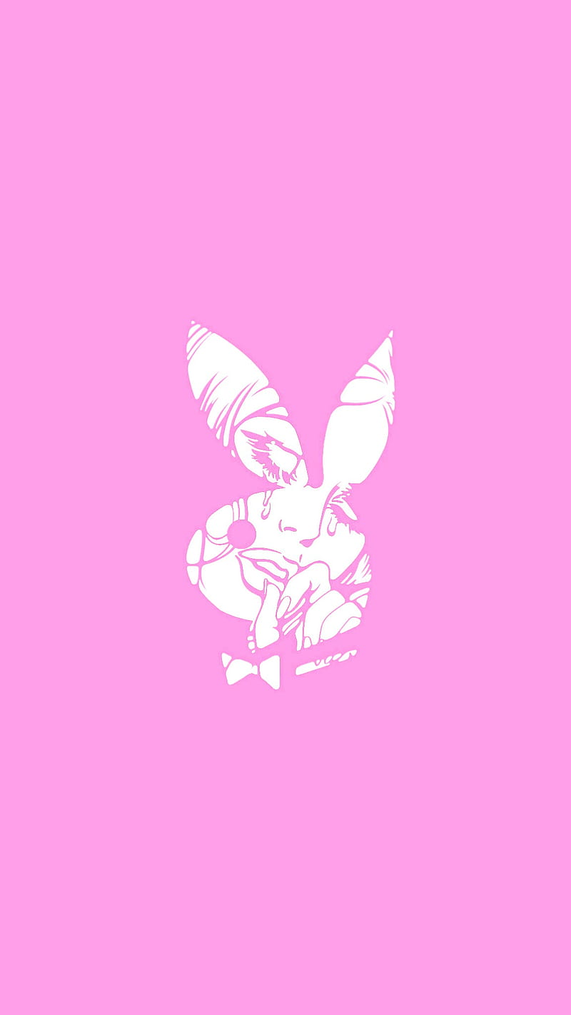 Sad Bunny, cry, cute, pink, playboy, rabbit, HD phone wallpaper