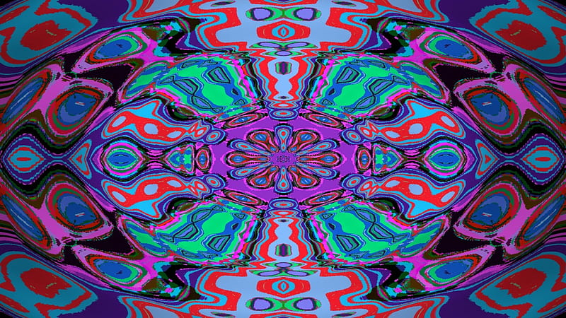 Psychedelic mandala, 3D and CG, flower colors, abstract, HD wallpaper