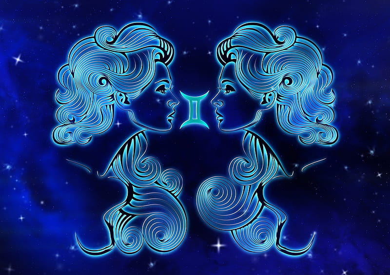 Zodiac ~ Gemini, zodiac, fantasy, blue, gemini, gemeni, HD wallpaper