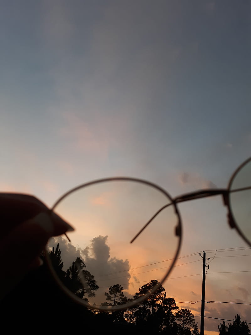 Glasses sunset, asthetic, HD phone wallpaper
