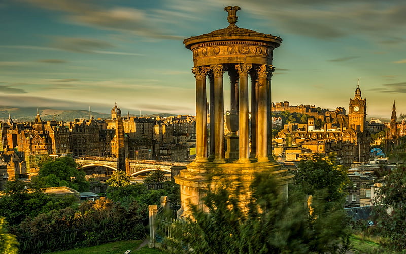 Greenside, Edinburgh, morning, sunrise, sights, monuments, Scotland, HD wallpaper