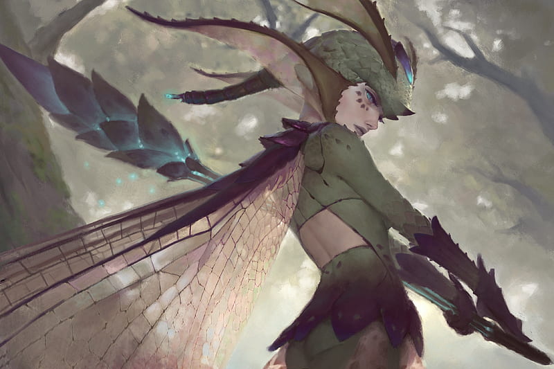 Premium AI Image | Character Anime of Female Dragonfly Themed Chibi Kawaii  Botanist Boho Chic Fash Design Concept Art