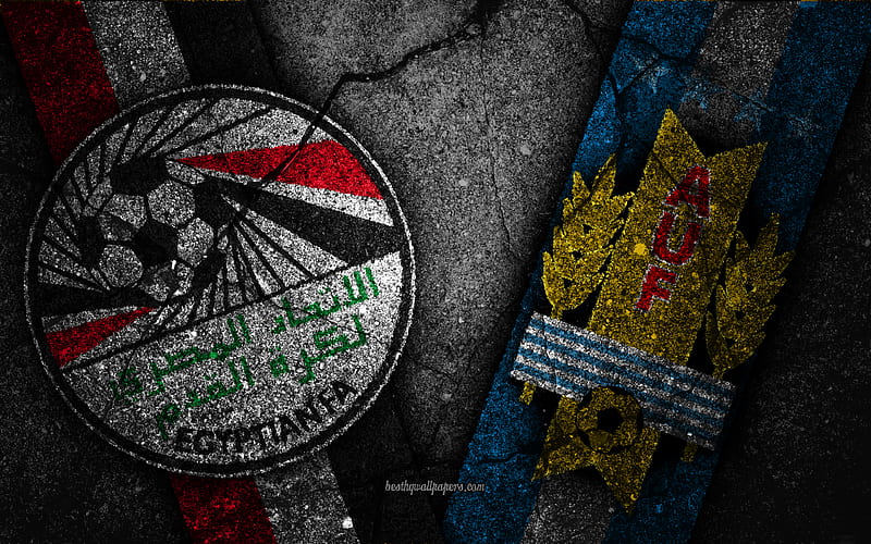 Egypt vs Uruguay FIFA World Cup 2018, Group A, logo, Russia 2018, Soccer World Cup, Uruguay football team, Egypt football team, black stone, HD wallpaper