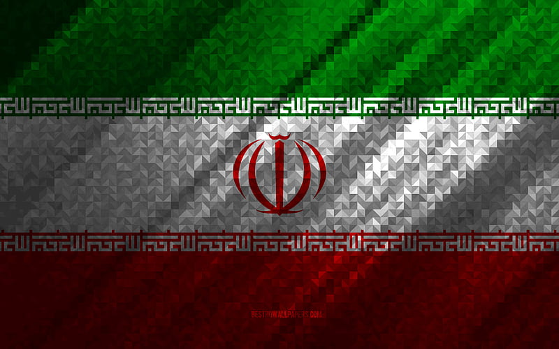 Flag of Iran, multicolored abstraction, Iran mosaic flag, Iran, mosaic art, Iran flag, HD wallpaper