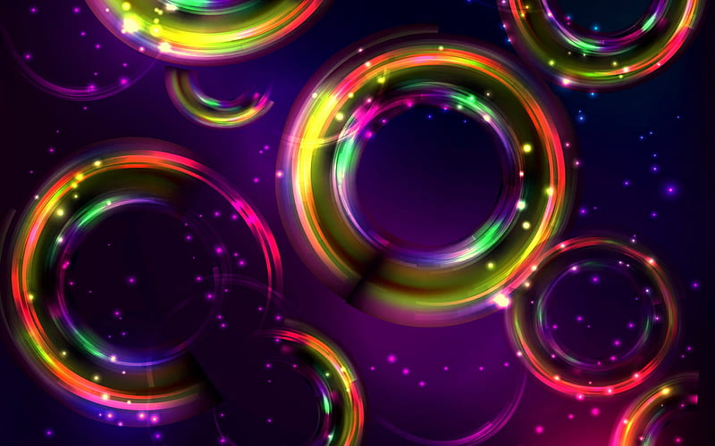 colorful circles, spheres, colorful bubbles, HD wallpaper