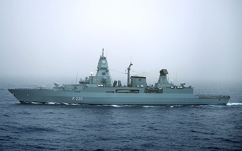 Hamburg, F220, frigate, warship, German Navy, Mediterranean Sea, Sachsen-class frigate, HD wallpaper