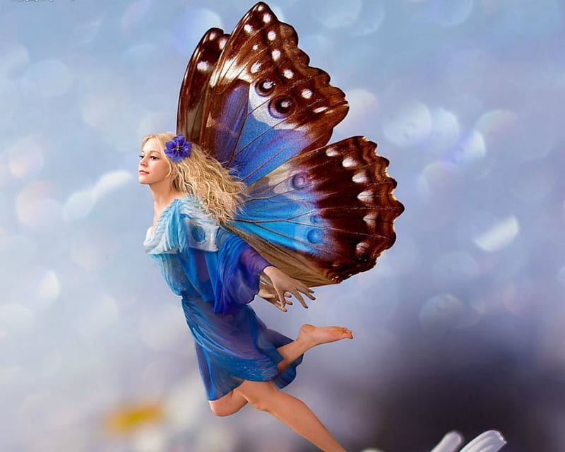 Lady Butterfly, art, fantasy, wings, butterfly, woman, HD wallpaper