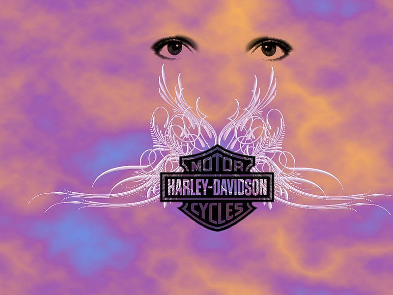 Harley Wings, art, wings, harley davidson, eyes, abstract, pink, harley, HD wallpaper