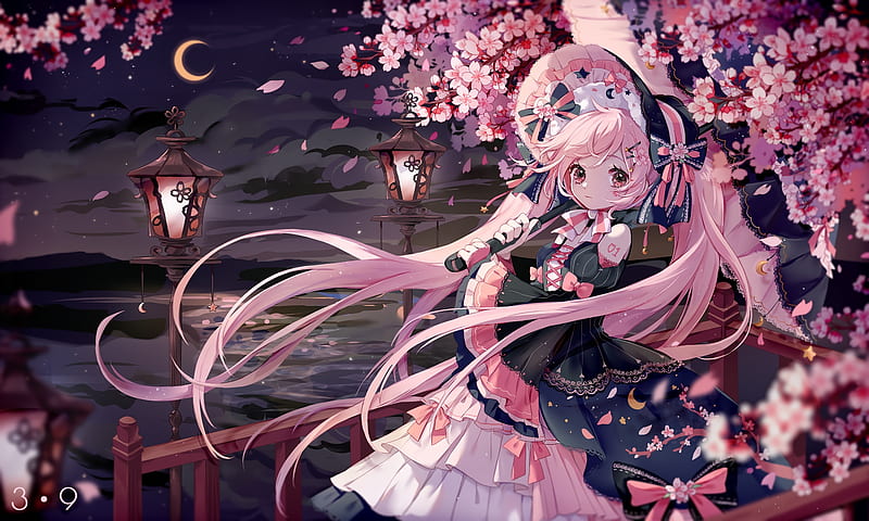 sakura miku, cherry blossom, vocaloid, hatsune miku, gothic, pink hair, lolita, Anime, HD wallpaper