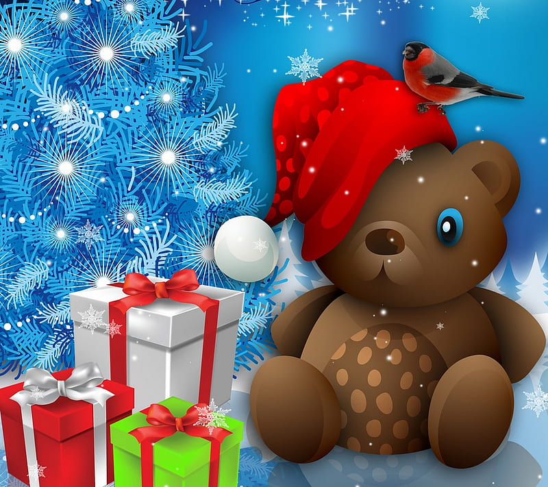 1080P free download | Merry christmas, bear, gift, winter, xmas, HD